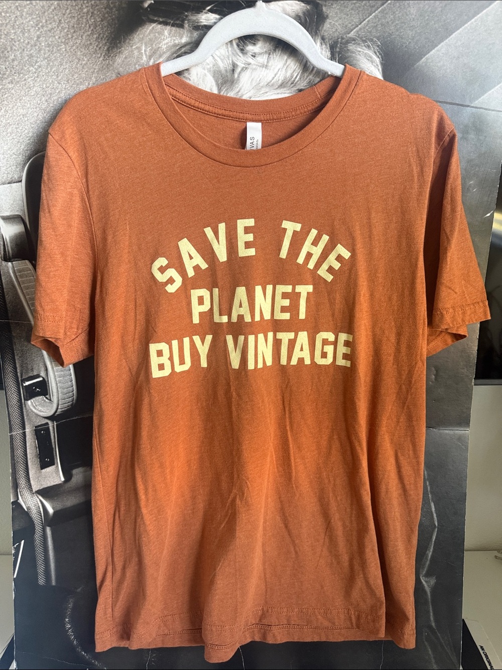 Bella Canvas Rust Orange "Save The Planet Buy Vintage" Graphic Tee